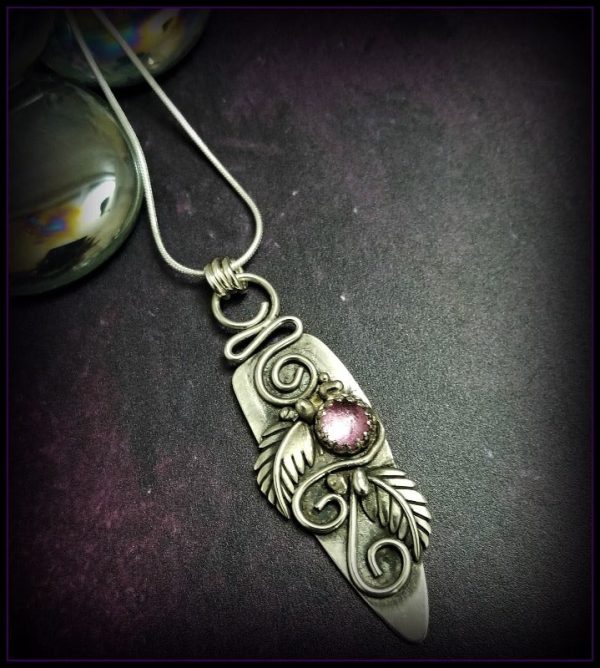 READY TO SHIP Floral Garden Pendant, Jozi, Sterling with Pink Sapphire Supply