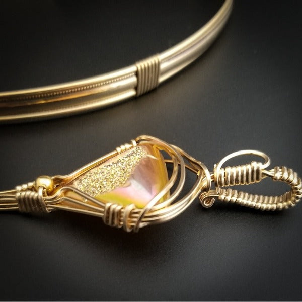 READY TO SHIP ONE OF A KIND PENDANT and COLLAR SLIDE, Gold Titanium Window Druzy with Gold Chain {Ready To Ship} Online Hot Sale