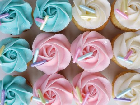 Mini Cupcakes with Rosettes and Oversized Sprinkles For Discount