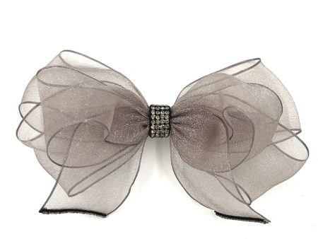 Silver Chiffon Bow Barrette Fashion