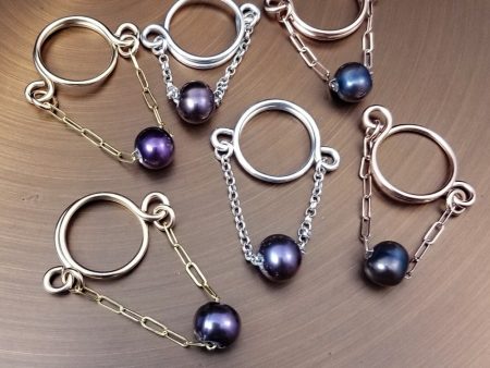 NIPPLE RINGS, PAIR, Precious Metal & Freshwater Pearls {non-piercing, adjustable} Sale