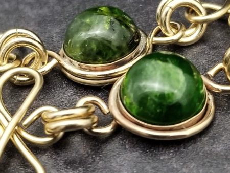 COLLAR, Submissive Locking Links & Gems, CELTIC PRIESTESS, NEPHRITE JADE and 14K Gold Filled Hot on Sale