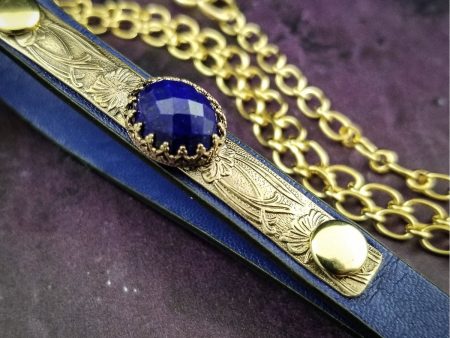 PET LEASH, Gold and Lapis {One Of A Kind} on Sale