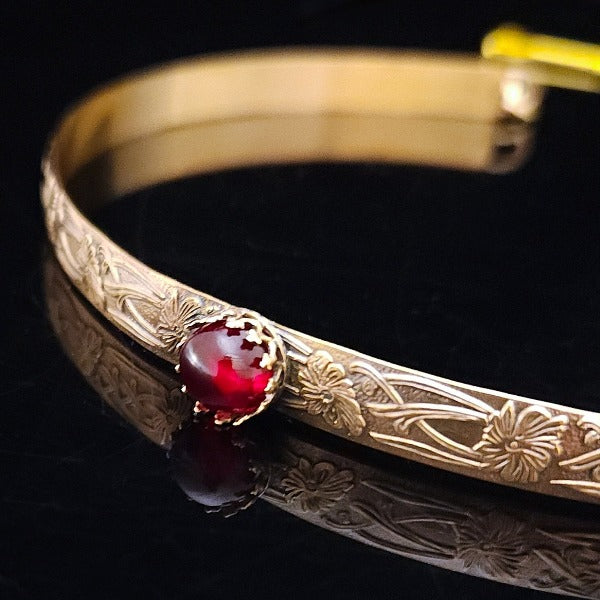 Soft and Sweet Locking Submissive Collar, 14K Gold-Filled and Garnet Sale