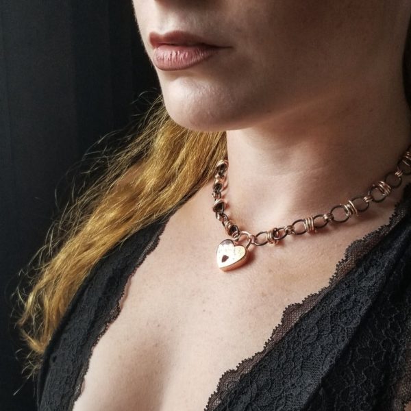 BRAMBLES Barbed Chain Collar, Black Sterling and Rose Gold Fashion