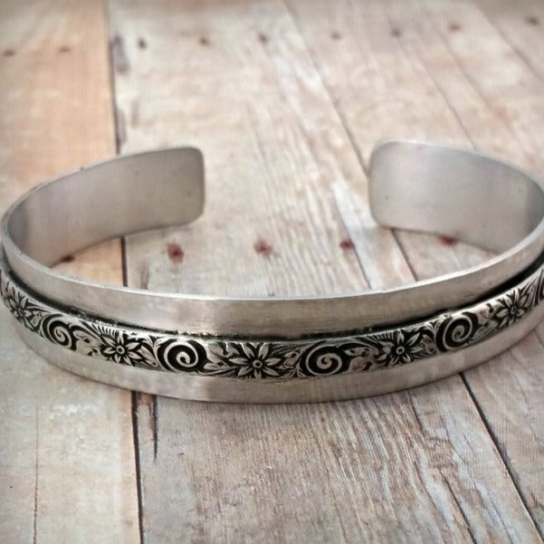 WILD FLOWER Wide Cuff Bracelet, Sterling Silver Online now