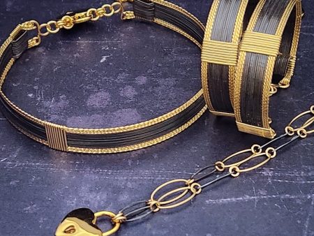 SET- AMARI Collar, Handcuff Bracelets & FREE Opulent Conversion Chain, Black and Gold, BOLD {Valued at $834} Fashion