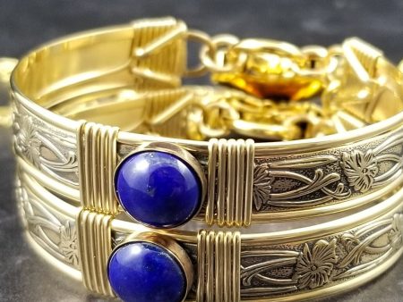 SOFT and SWEET Adjustable Locking Bracelets   Anklets, Gold with Lapis Lazuli Online Hot Sale