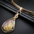 ONE OF A KIND PENDANT and COLLAR SLIDE, Large Labradorite with Gold Chain For Sale