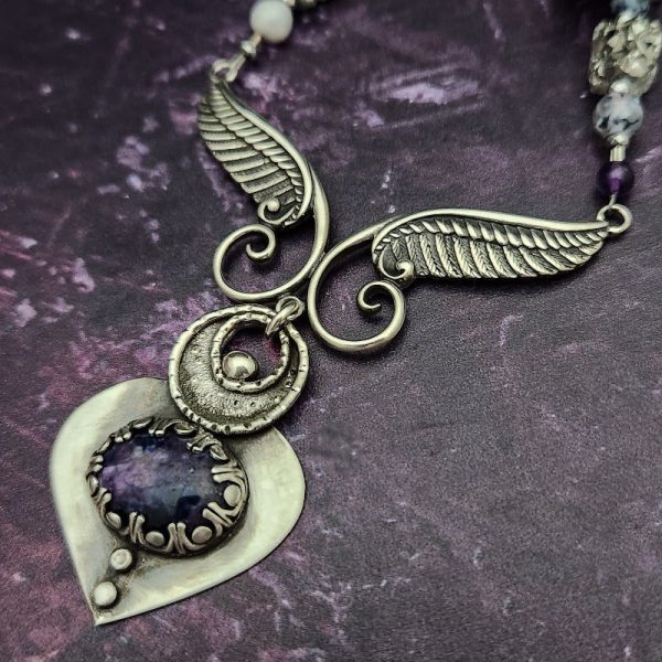 VELAVEE Angel Necklace, Sterling and Charoite, One of a Kind Online now