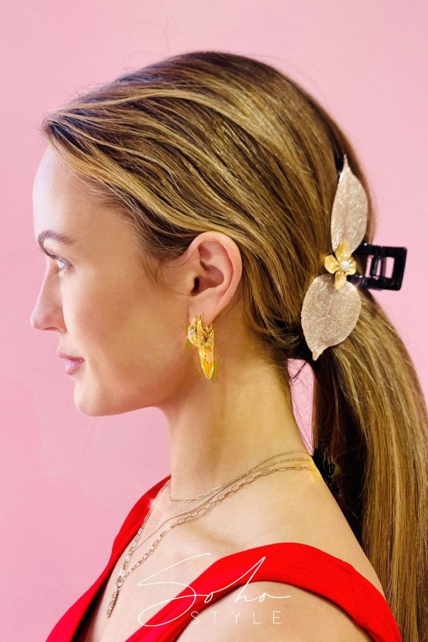 Large Flower Leaf Hair Jaw Clip on Sale