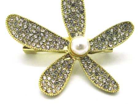 Daisy Flower Crystal Pearl Brooch Sale